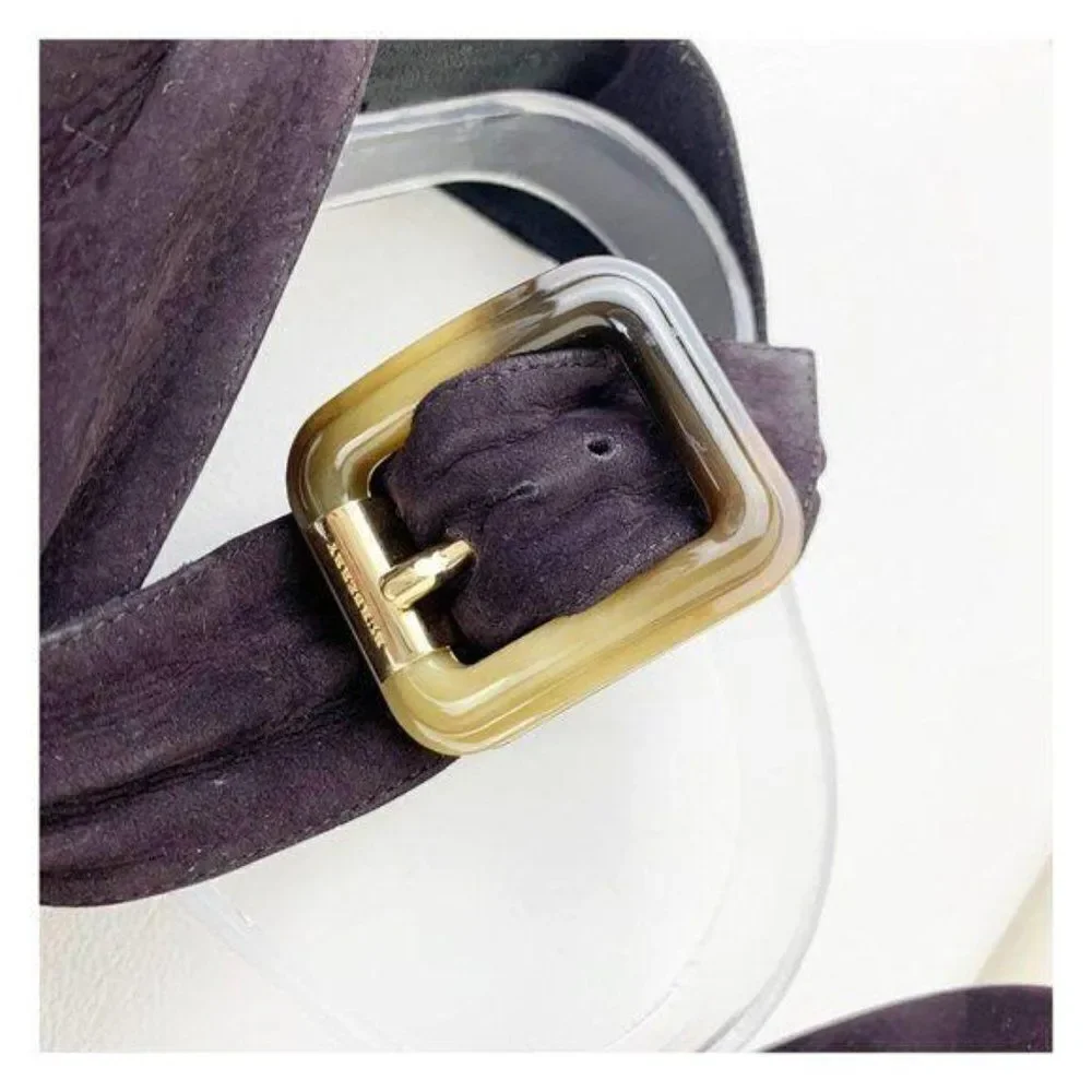 Burberry Marham Purple Suede Trench Ankle Wrap Ombré Heel‎ Buckle Sandal 9